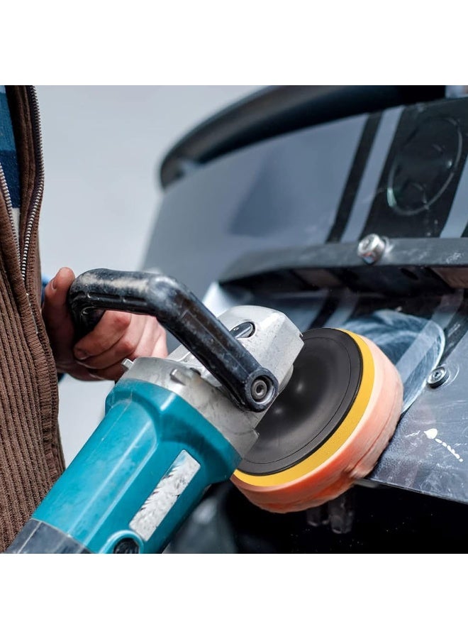 وسادة تلميع إسفنجية مقاس 7 بوصات، مصنوعة من رغوة عالية الكثافة مع قاعدة بلاستيكية وخيط نحاسي، مناسبة لآلات تلميع السيارات، للتشميع والتلميع والتنعيم وتصحيح الطلاء وتفاصيل هيكل السيارة، مجموعة أدوات لتطبيق الشمع ومواد التلميع باستخدام آلة التلميع الدوارة. - Image 4